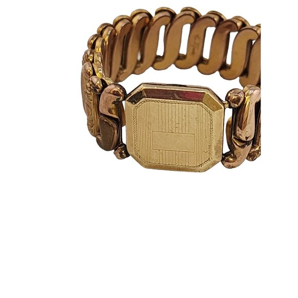 Vintage Signed LA MODE Etched Square Front Childs Sweetheart Bracelet (A4744) - Picture 7 of 8